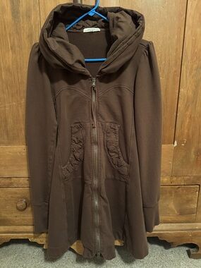 Prairie Underground Brown Hooded Zip-Front Coatigan